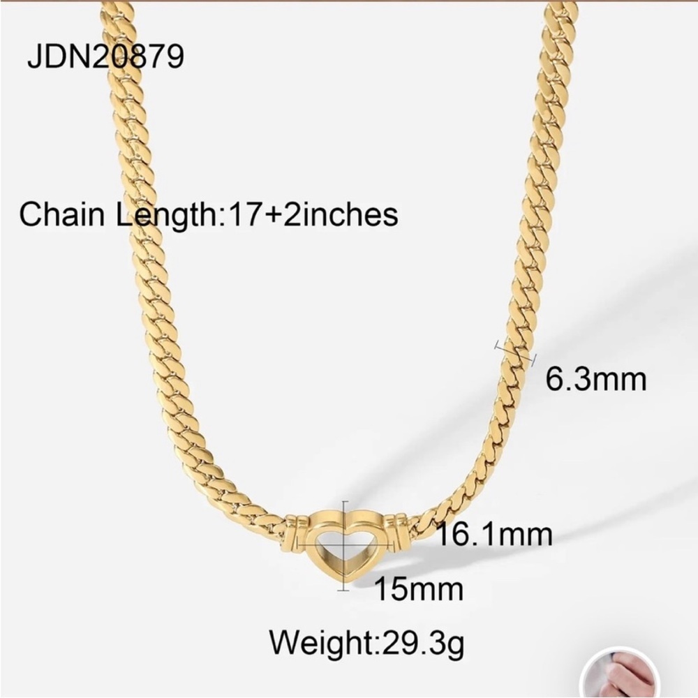 Gold Cuban Heart Necklace - Picture 3 of 3